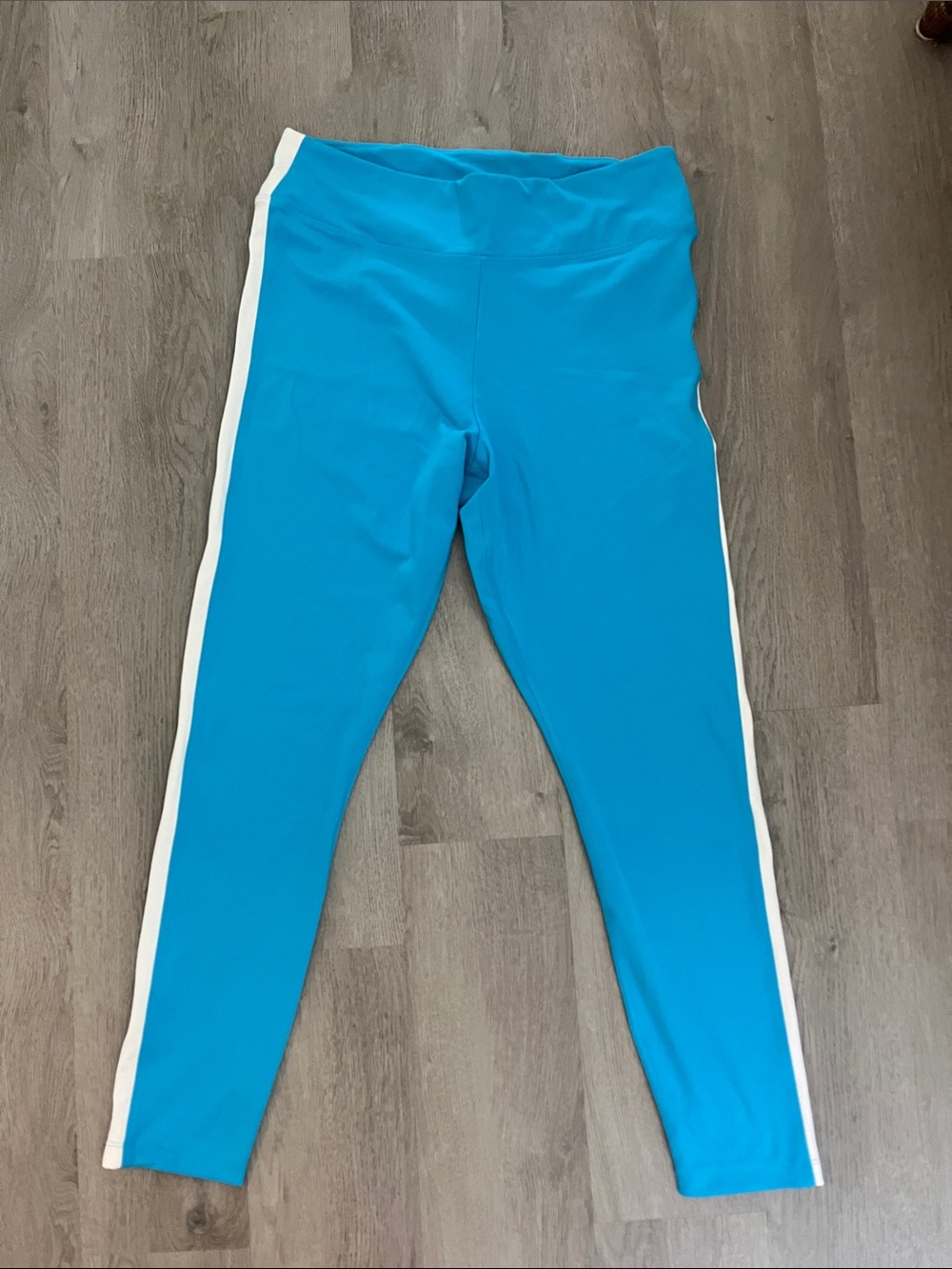 PINK Victoria's Secret Bright Blue Leggings with White Side Stripes